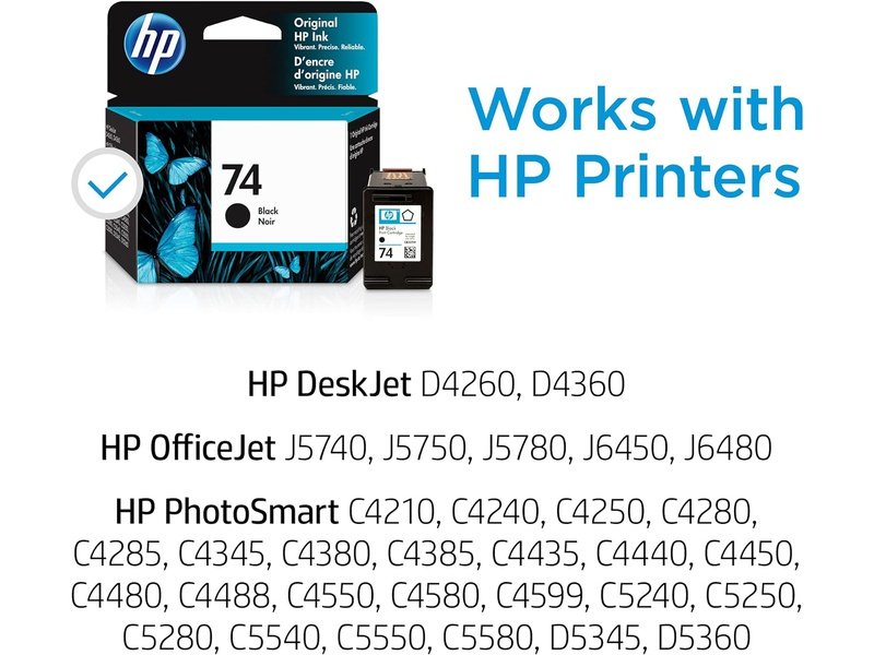 HP 74 Original Inkjet Ink Cartridge - Black Pack - 200 Pages