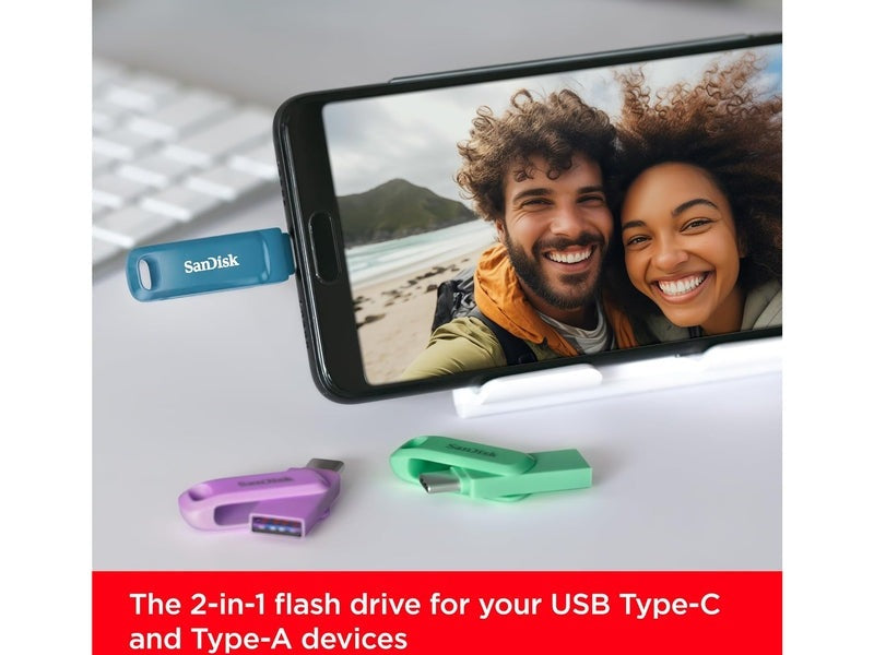 SanDisk 128GB Ultra Dual Drive Go USB Type-C Flash Drive SDDDC3, USB3.2 Gen 1 Type C / Type A