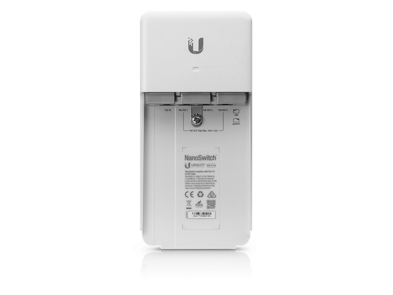 Ubiquiti NanoSwitch, N-SW, With Four Gigabit Ethernet Ports, Outdoor, Weather-resistant Enclosure,