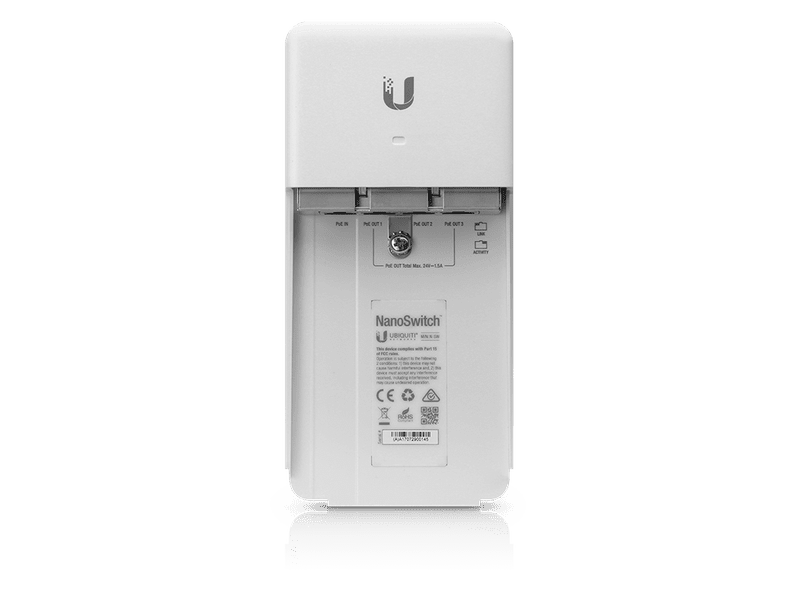 Ubiquiti NanoSwitch, N-SW, With Four Gigabit Ethernet Ports, Outdoor, Weather-resistant Enclosure,