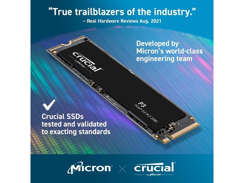 Crucial P3 500GB M.2 NVMe PCIe 3.0 SSD