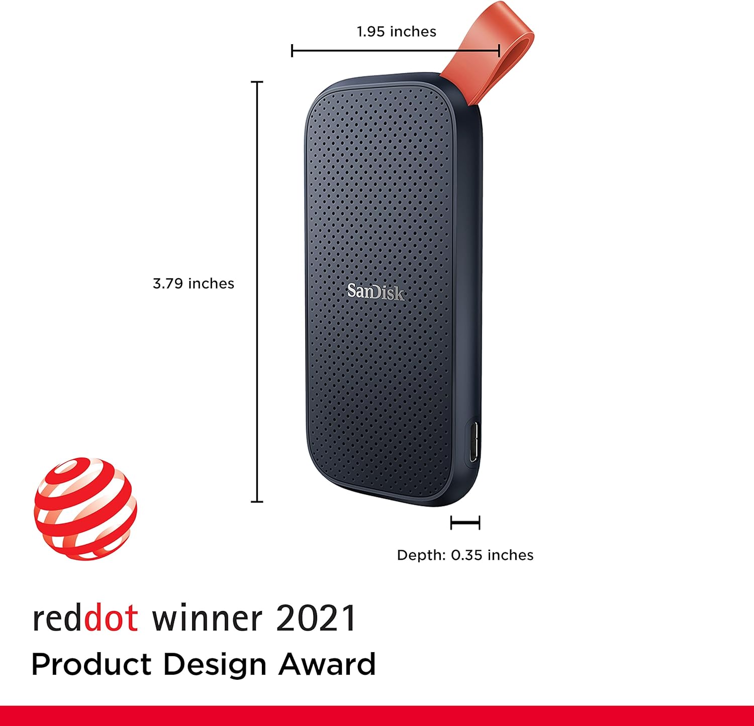SanDisk Portable SSD, SDSSDE30 1TB, USB 3.2 Gen 2, Type C to A cable