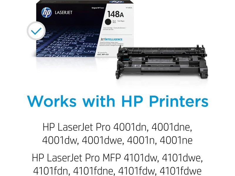 HP 148A Black Laserjet Toner Cartridge | This Cartridge Works with: HP Laserjet Pro 3001dwe, 3001dw and HP Laserjet Pro MFP 3101 fdwe, 3101fdw | W1480A
