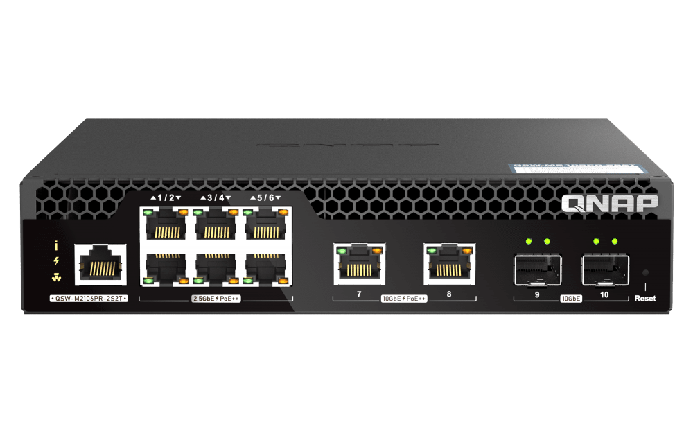 QNAP QSW-M2106R-2S2T half-width rackmount L2 PoE Managed Switch