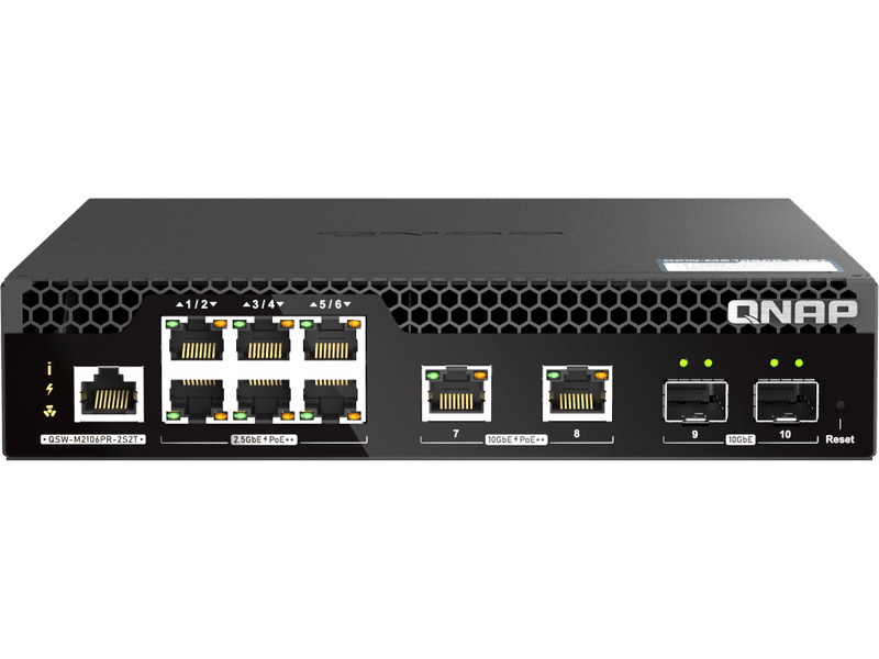 QNAP QSW-M2106R-2S2T half-width rackmount L2 PoE Managed Switch