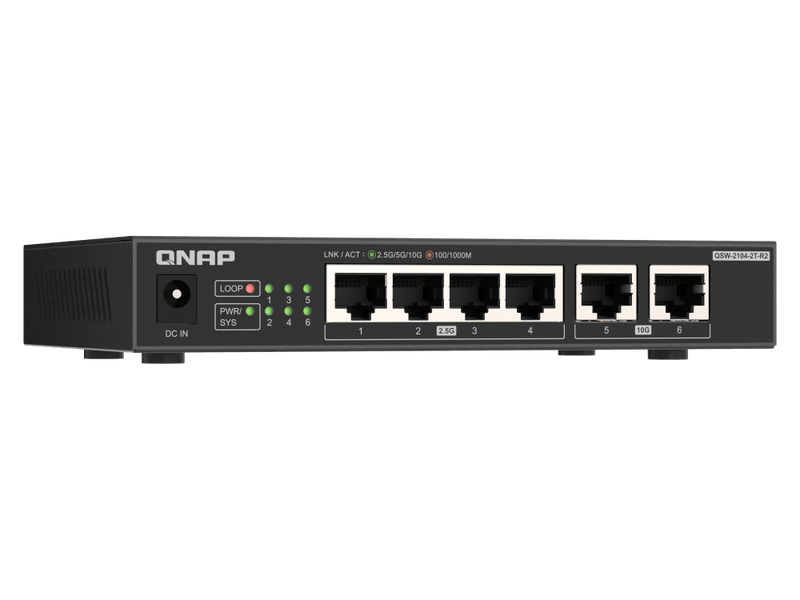 QNAP QSW-2104-2T-R2 2 ports 10GbE RJ45 5x 2.5GbE RJ45 unmanaged switch 2 Years WTY