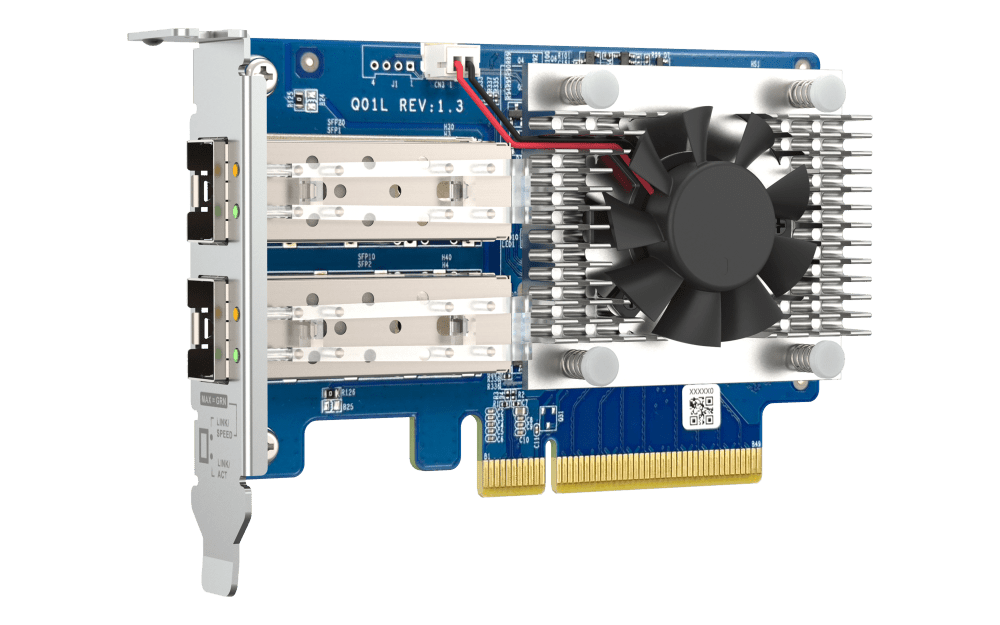 QNAP Dual-port SFP+ 10GbE network expansion card; low-profile formfactor; PCIe Gen3 x8