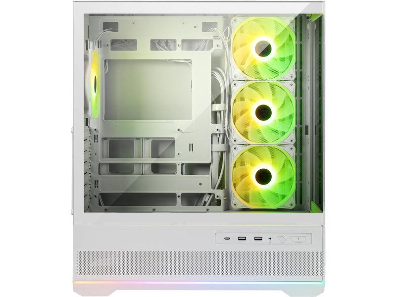MSI MAG PANO 110R PZ WHITE Micro ATX Case, 2 x USB 5Gbps , 1x USB C 20Gbps, 1 x Audio-Out / Mic,, 3x 2.5', 2x 3.5', Micro ATX / Mini ITX NEW