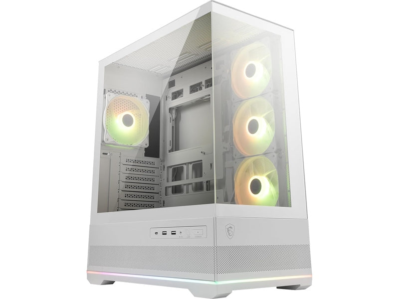 MSI MAG PANO 110R PZ WHITE Micro ATX Case, 2 x USB 5Gbps , 1x USB C 20Gbps, 1 x Audio-Out / Mic,, 3x 2.5', 2x 3.5', Micro ATX / Mini ITX NEW