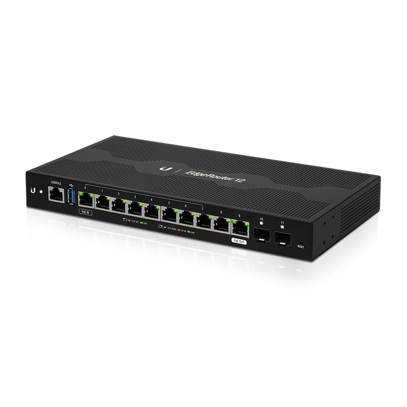 Ubiquiti EdgeRouter 12 - 10-Port Gigabit Router, 2 SFP Ports- 24v Passive PoE In and Out Limited