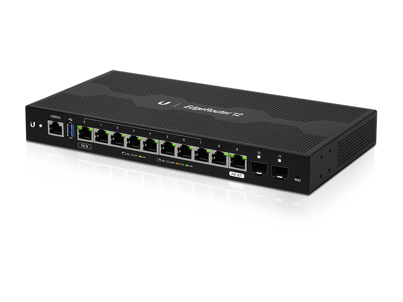 Ubiquiti EdgeRouter 12 - 10-Port Gigabit Router, 2 SFP Ports- 24v Passive PoE In and Out Limited