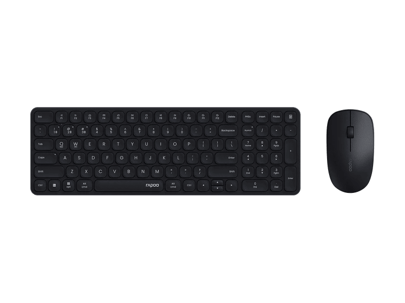 RAPOO 9320M Bluetooth 4.0, 5.0 + 2.4G Wireless Multi-mode Keyboard Mouse Combo, Aluminium Base, 2400 DPI, 10M Range, Compact Black Retail Pack