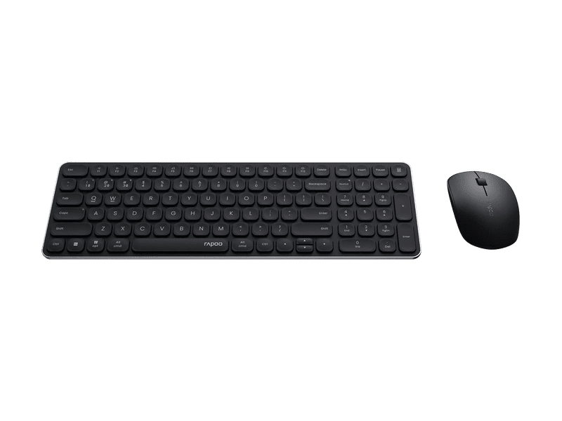 RAPOO 9320M Bluetooth 4.0, 5.0 + 2.4G Wireless Multi-mode Keyboard Mouse Combo, Aluminium Base, 2400 DPI, 10M Range, Compact Black Retail Pack