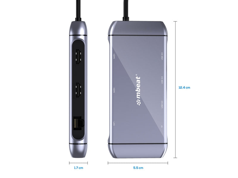 mbeat Elite X11 Dual HDMI USB-C Alt-mode Docking Station, 100W PD