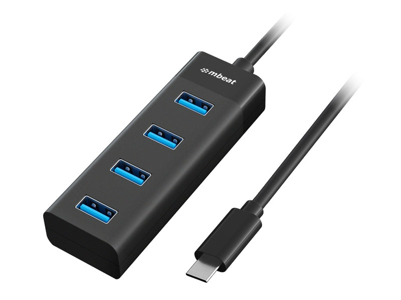 mbeat USB-C to 4-Port 3.0 Hub - Black