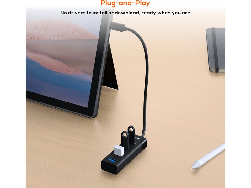 mbeat USB-C to 4-Port 3.0 Hub - Black