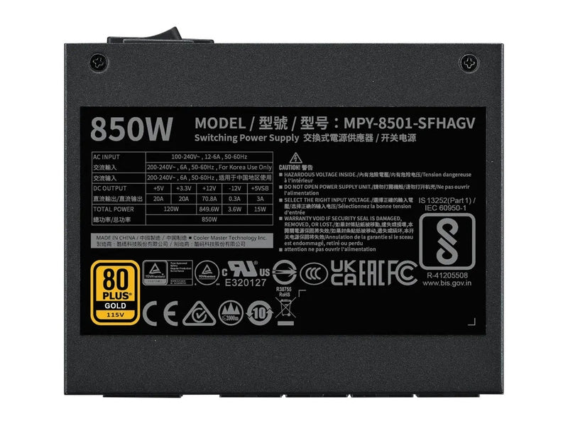 Cooler Master V SFX Gold V850, ATX 3.1, Full Modular, 80+ Gold, A/AU Power Cord