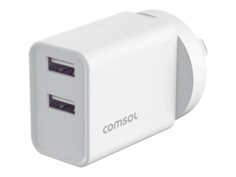 Comsol 12W Dual Port USB-A Wall Charger - AC12A2W