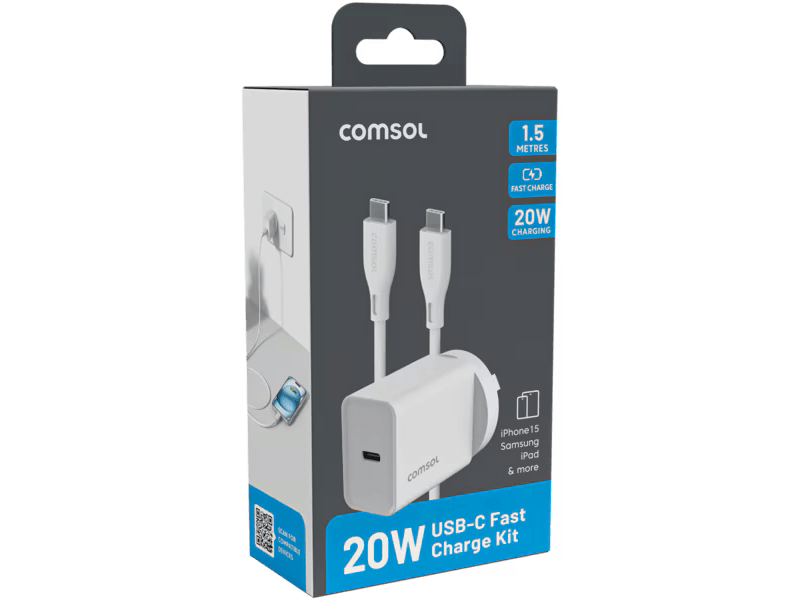 Comsol 20W USB-C Wall Charger + 1.5m USB-C to C Cable