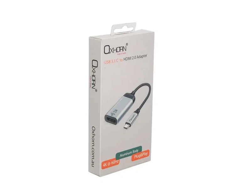 Oxhorn USB 3.1 C to HDMI 2.0 Adapter 4K@60Hz - Aluminum black