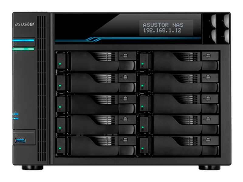 Asustor 10 Bay NAS,Intel ATOM C3538 Quad-Core, 8GB 10GbE x 2, 2.5 GbE x 2, USB 3.2 Gen-1 x 2