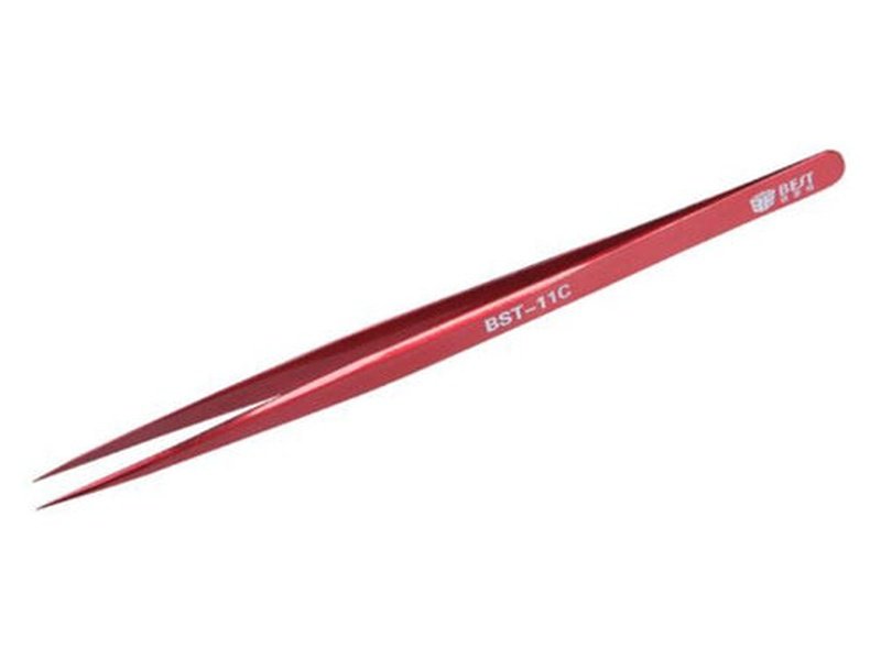 BEST BST-11C Stainless Steel Anti-Static Anti-Acid Straight Sharp Tip Tweezer