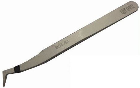 BEST BST-6A Stainless Steel Sharp Tip Angled Tweezer 11cm
