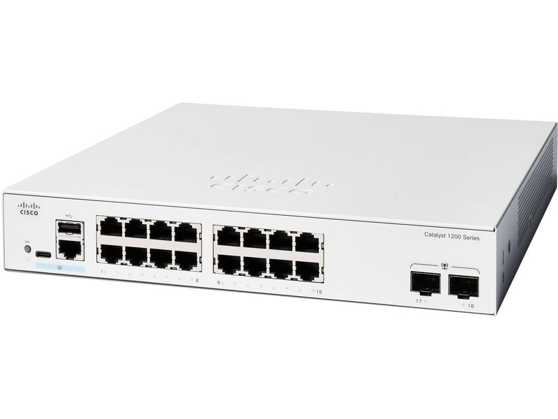 Cisco Catalyst 1200, 16-Port Managed Switch with 16 Gigabit Ethernet and 2 SFP Ports