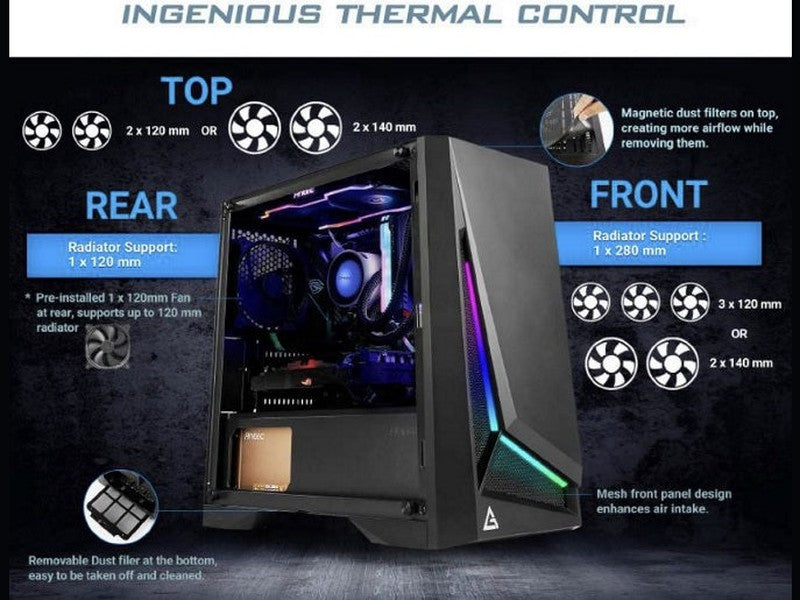 Antec Dapper Dark Phantom RGB mATX Case DP301M