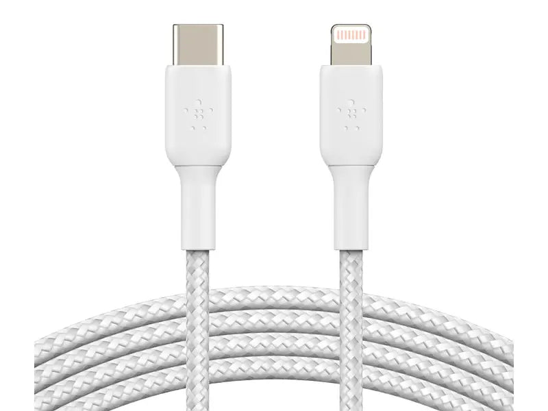 Belkin BoostCharge 2M USB-C To Lightning Charge/Sync Cable MFi Braided White