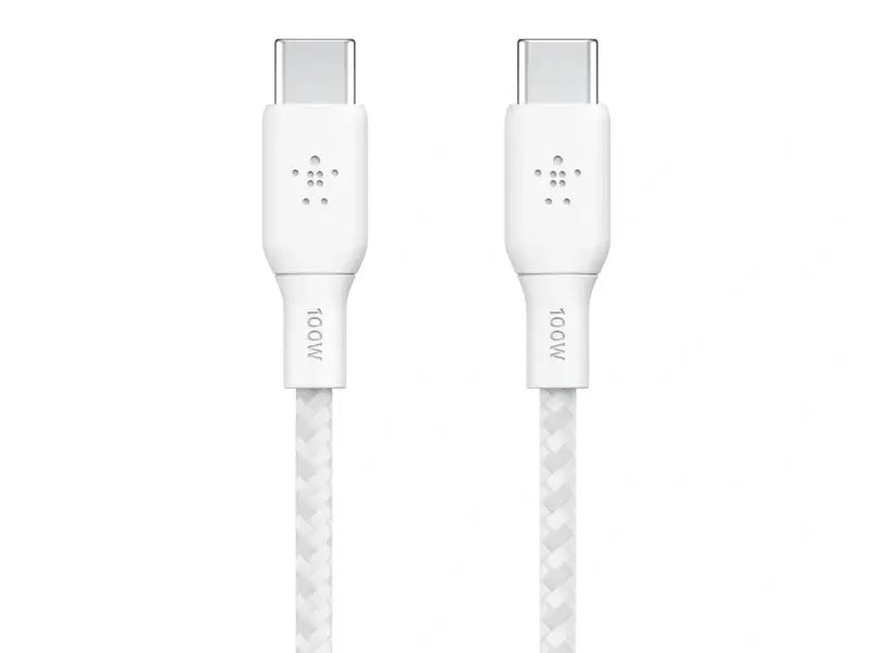 Belkin BoostCharge 2M USB-C To USB-C 2.0 Braided Cable 100W White 2-Pack