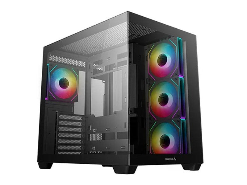 DeepCool CG530 4F ATX Case, Tempered Glass, 4 Pre-Instaled Fans, USB3.0×2、Gen2 Type-C x1、Audio/Mic×1, Cable, Supports Rear Connector