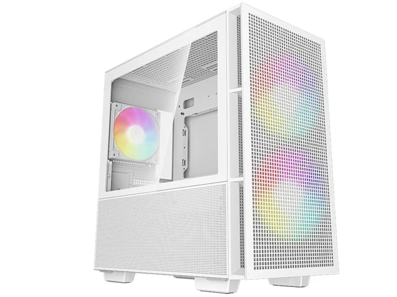 DeepCool CH360 Digital White Micro ATX Case, Digital Status Display, Tempered Glass Window,1x USB 3.0, 1x USB-C, HD Aud