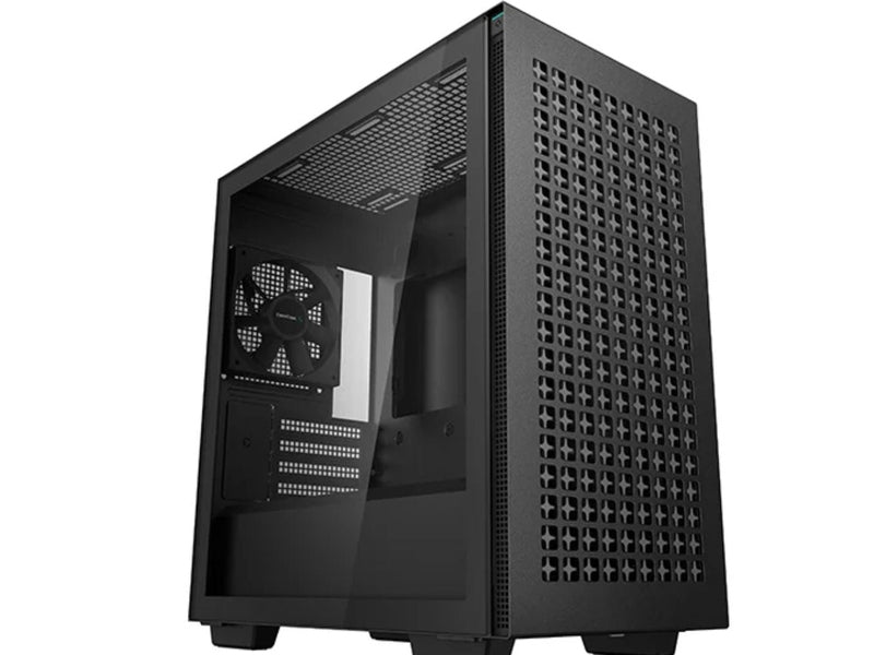 DeepCool CH370 M-ATX Tempered Glass Case, 120mm Rear Fan Pre-Installed, Headphone Stand, up to 360mm Radiators, 2 Switching Front Panels