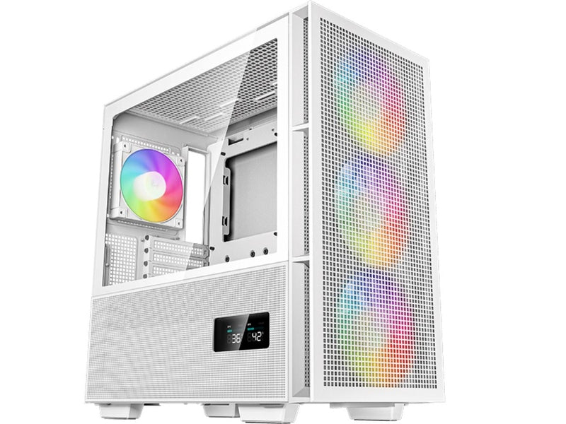 DeepCool CH560 DIGITAL White High Airflow Mid-Tower ATX Case, Digital Status Display, Magnetic Hybrid Mesh,Tempered Glass, 3 Pre-Installed 140mm Fans