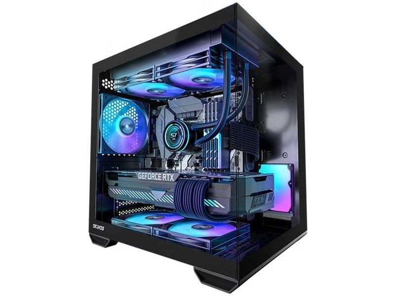 OKINOS Mirage 4 mATX ARGB Case, ARGB controller, 4x ARGB Fans. Ultimate thermal, Steel,2x USB3.0, 1x3.2 Gen2 USB-C, Black Tower Case