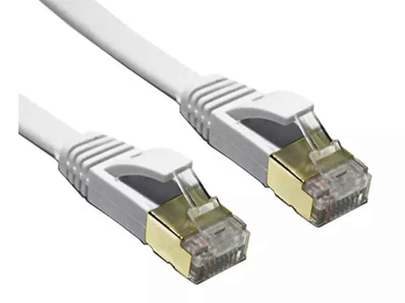 10m CAT7 RJ45 10Gbps 600Mhz Ethernet Network LAN Flat Cable - White