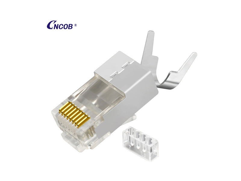 CAT6A/CAT7 8P8C Fully Shielded Connector for 22-23 AWG Solid Core Cables 2 Piece for Cable with OD 7.2mm to 8.2mm