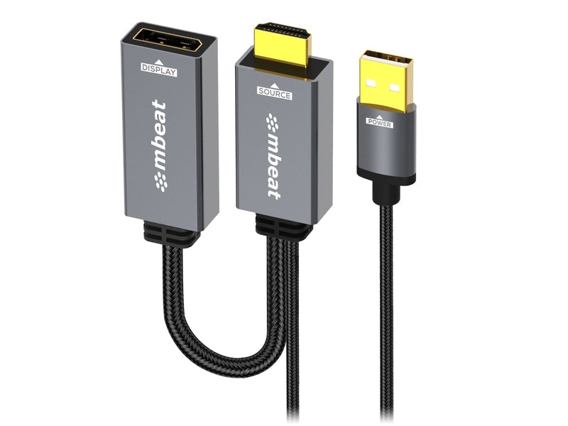 mbeat Tough Link HDMI 4K to DisplayPort 1.2Adapter with USB Power