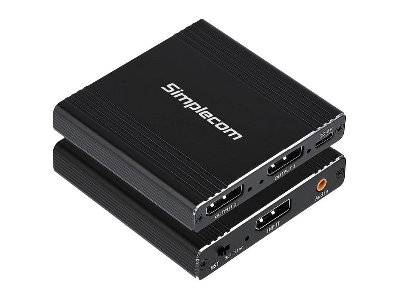 Simplecom CM214 DisplayPort Splitter 1 IN 2 OUT MST Hub for Dual Extended Screens 4K DP 1.4