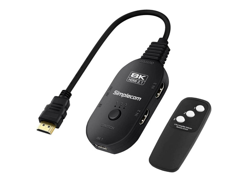 Simplecom CM353 3-Port HDMI 2.1 Switch 3 IN 1 OUT Splitter HDCP 2.3 8K@60Hz