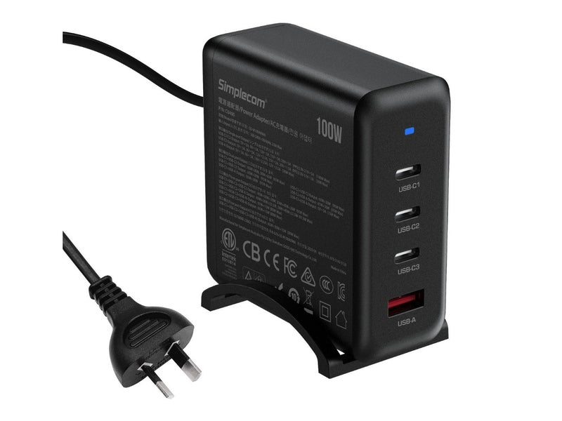 Simplecom CU400 4-Port PD 100W GaN Fast Charger 3xUSB-C + USB-A for Phone Tablet Laptop