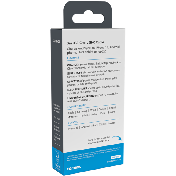 3m USB-C to USB-C Cable - Black