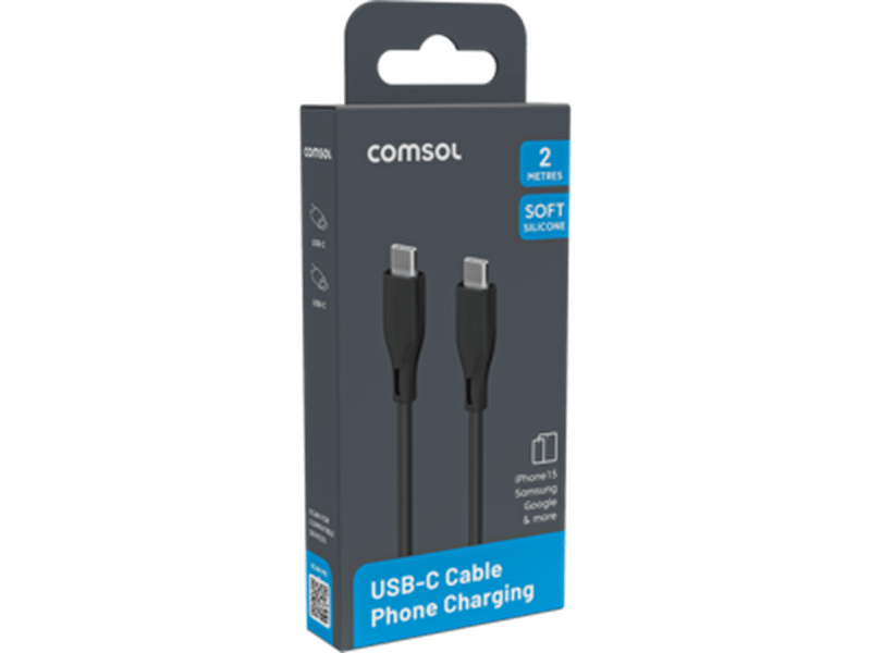 2m USB-C to USB-C Silicone Cable Black - CCSS20BK