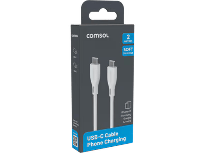2m USB-C to USB-C Silicone Cable White