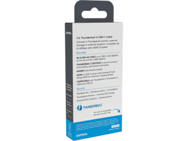 1m Intel Certified Thunderbolt 4 240W USB-C to USB-C Cable