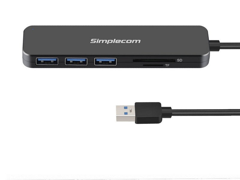 Simplecom CH365 SuperSpeed 3 Port USB 3.0 USB 3.2 Gen 1 Hub with SD MicroSD Card Reader