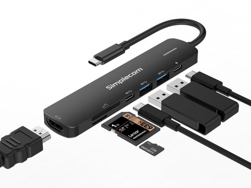 Simplecom CHT570 USB-C SuperSpeed 7-in-1 Multiport Hub Adapter