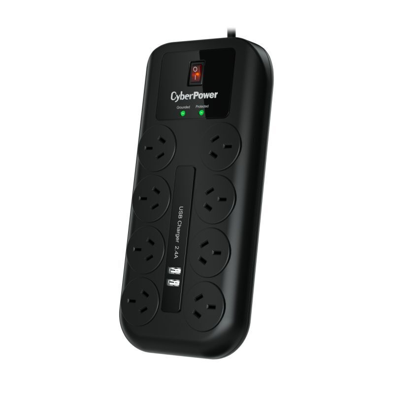 CyberPower 8-Outlet Surge Protector with USB CPSURGE08ANZ-USB