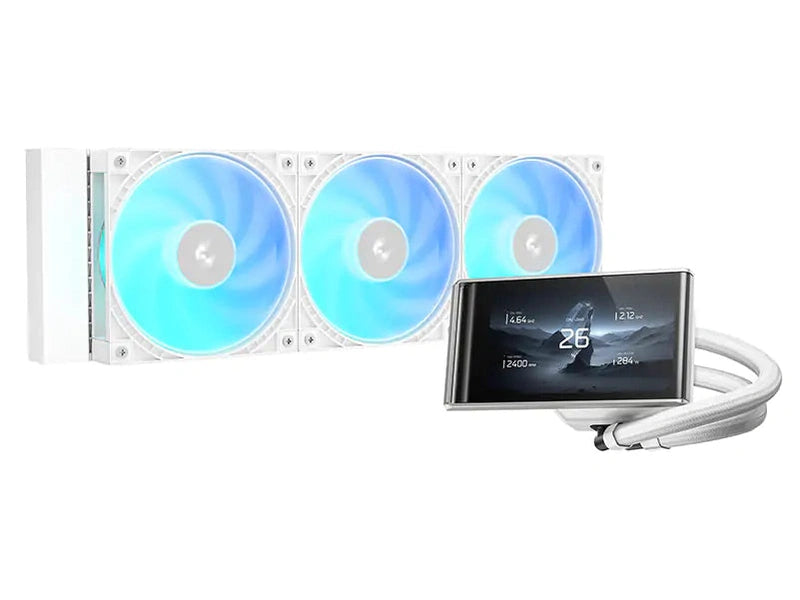 Deepcool LT360 Vision ARGB 360mm 4.5in LCD AIO Liquid CPU Cooler - White R-LT360VISION-WHAMMC-G-1